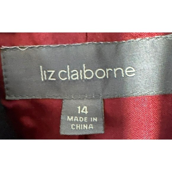 Liz Claiborne Coat Black Wool Blend Button Up Collar Pocket Jacket Women's Sz 14 - Picture 4 of 6